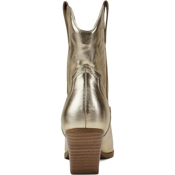 Blazing Ankle Boot Women Gold Pointe Toe Low Heel - Picture 2 of 4